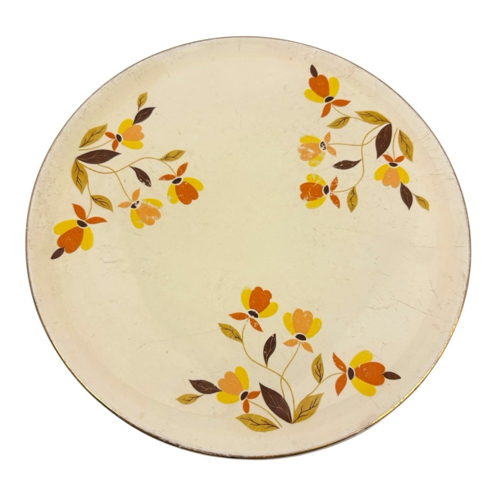 Vintage Hall China‎ Jewel Tea Autumn Leaf 9.5" Cake Trivet Plate - M-1